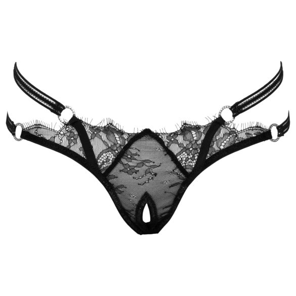 Cottelli - tanga deschisă cu inel - lux - negru - M/L