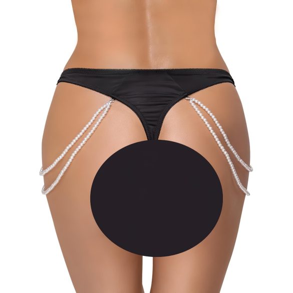 Cottelli - tanga de lux brodat cu perle (negru)