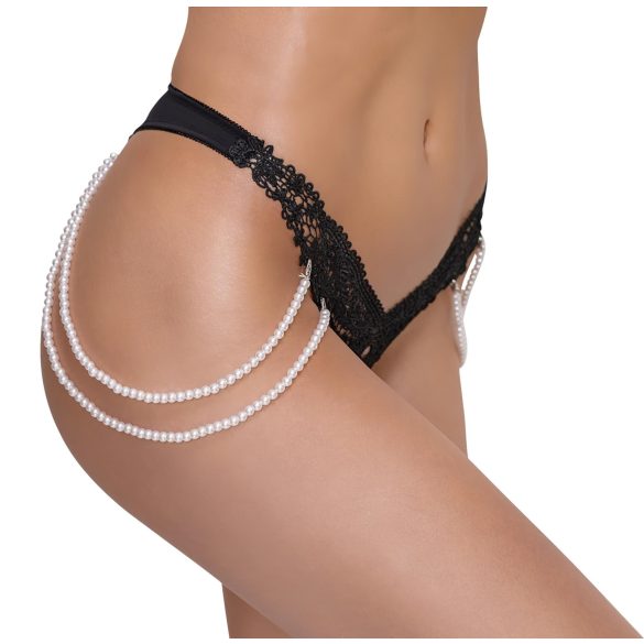 Cottelli - tanga de lux brodat cu perle (negru) - M/L