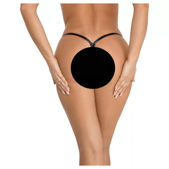 Noir - tanga sexy efect lucios - negru - L/XL