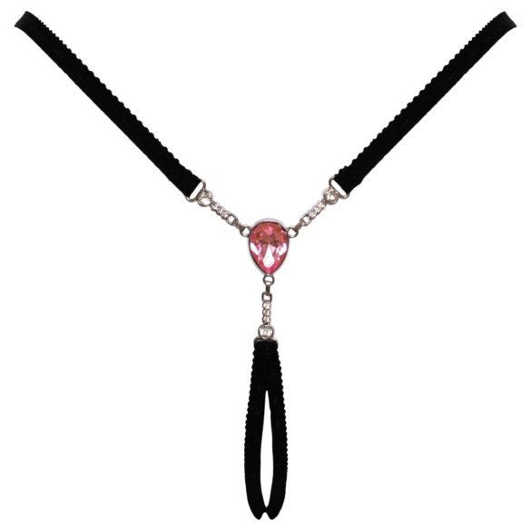 Cottelli - chilot tanga deschis cu pietricică strălucitoare - negru (S-L)