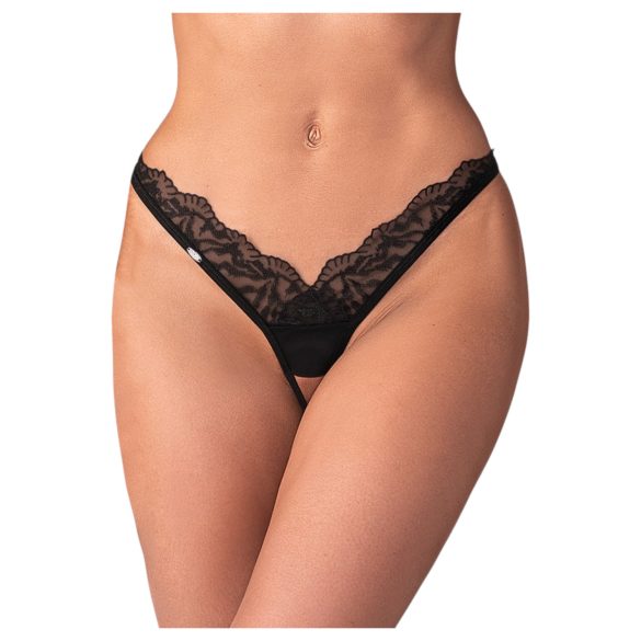 Obsessive - tanga transparentă, dantelată (negru) - L/XL