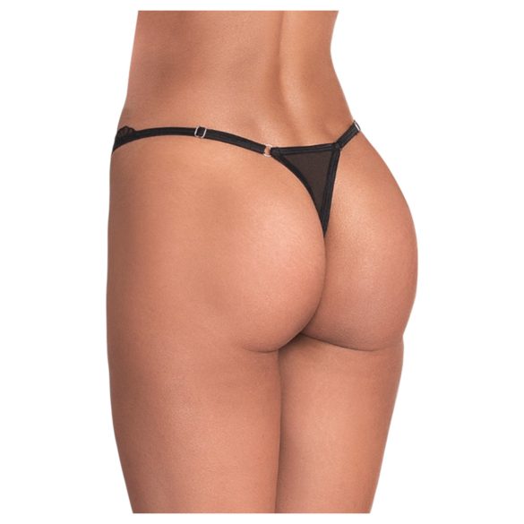 Obsessive - tanga transparentă din dantelă - negru - L/XL