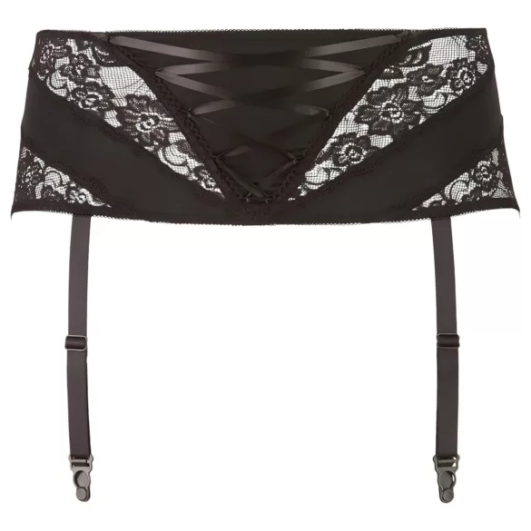 Cottelli Plus Size - portjartier cu dantelă și șnur - negru - XL