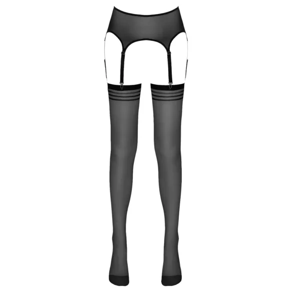 NO:XQSE - dresuri cu portjartier - dungi - negru - L/XL