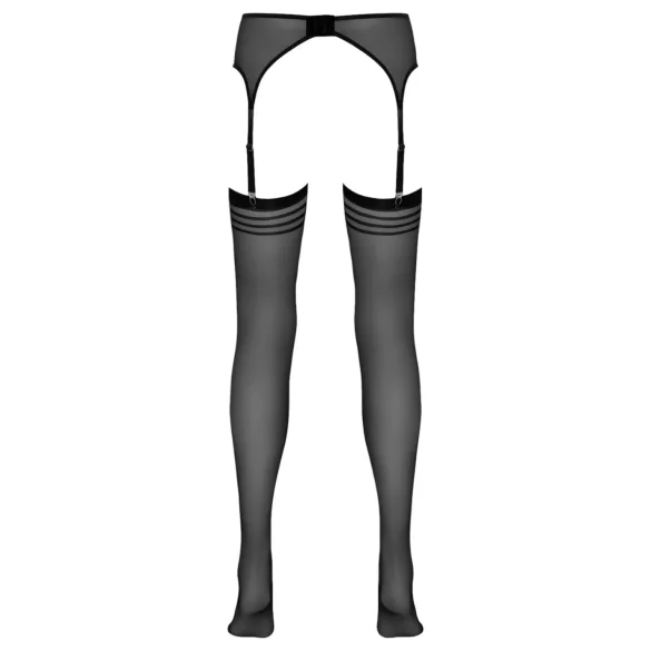 NO:XQSE - dresuri cu portjartier - dungi - negru - L/XL