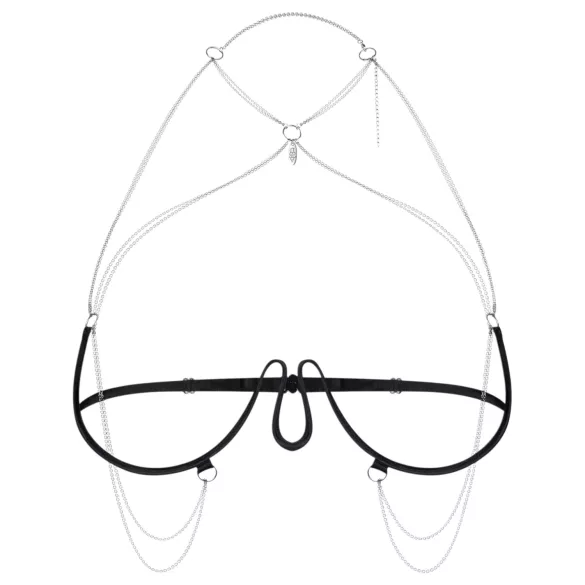 Obsessive - sutien cu ham și lanțuri - negru (S-L)