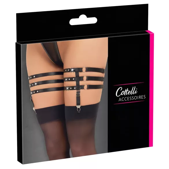 Cottelli - bandă pentru coapsă tip portjartier - aspect piele - negru - L/XL