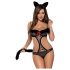 Obsessive Gepardina - Set de costum de pisicuță (negru) - L/XL