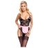 Cottelli - costum menajeră transparent (negru-roz) - M