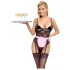 Cottelli - costum menajeră sexy transparent - negru-roz - M