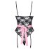 Cottelli - costum menajeră transparent (negru-roz) - M