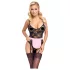 Cottelli - costum menajeră sexy transparent - negru-roz - L