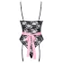 Cottelli - costum menajeră sexy transparent - negru-roz - L