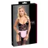 Cottelli - costum menajeră sexy transparent - negru-roz - L