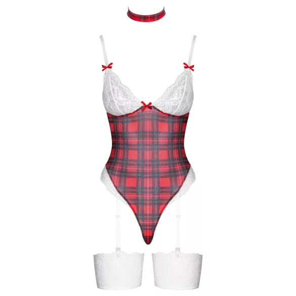 Cottelli - set body tip costum cu carouri - roșu