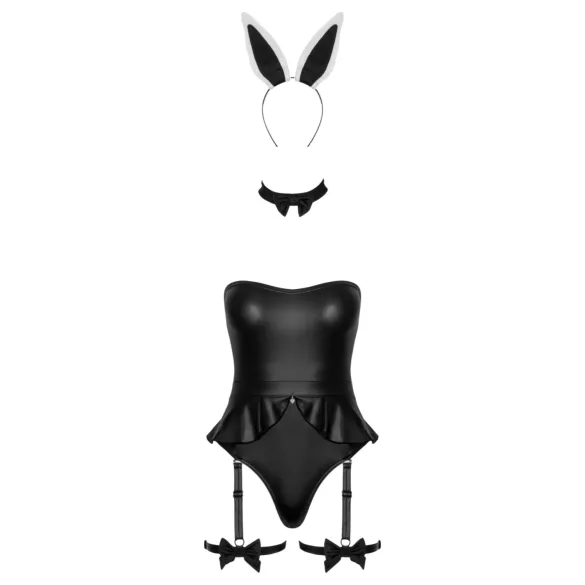 Cottelli - costum iepuraș sexy - 3 piese - negru - L