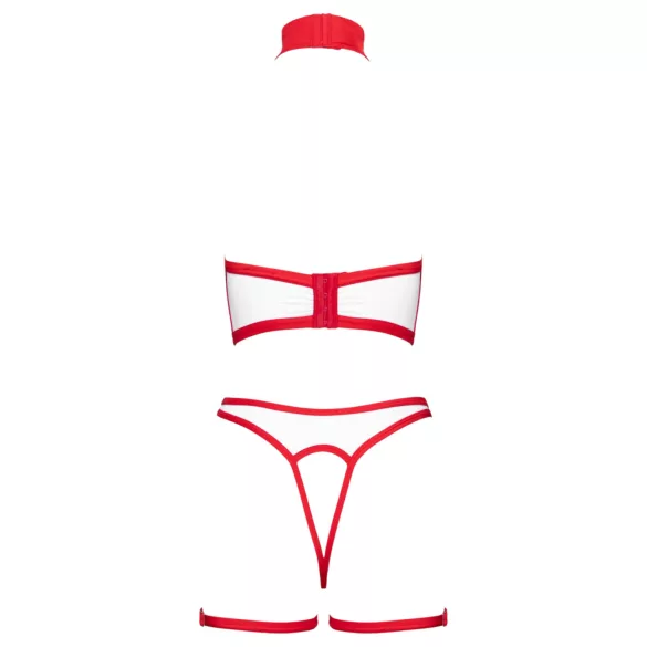 Cottelli - set costum de asistentă medicală deschis (alb-roșu) - M