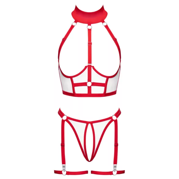 Cottelli - set costum de asistentă medicală deschis (alb-roșu) - L