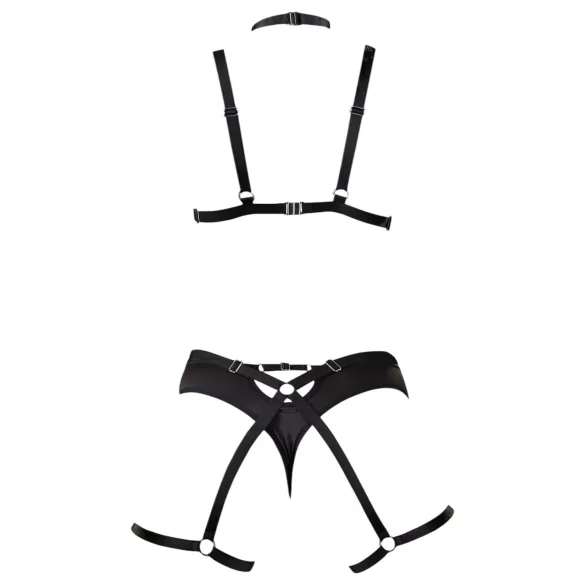 Cottelli - ham decorativ negru set de lenjerie intimă tip body cu ham (mărimi S-L)