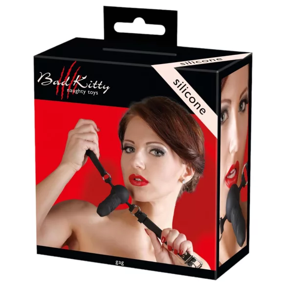 Bad Kitty - mușcătură pentru gură cu dildo mic - silicon negru