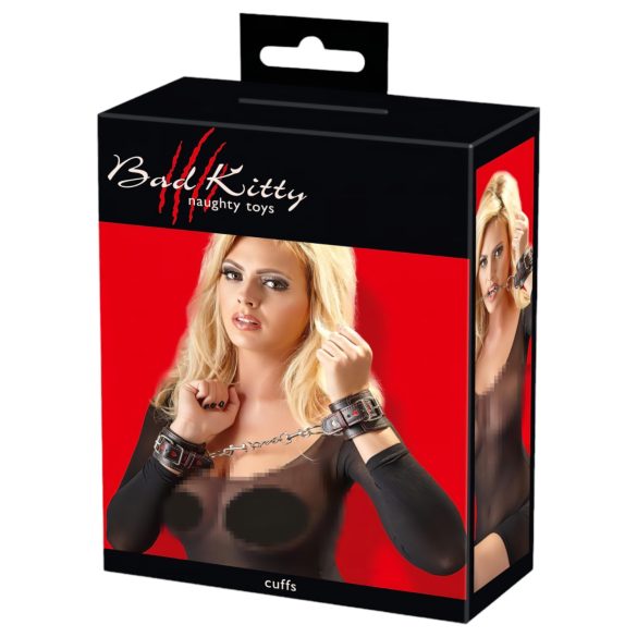 Bad Kitty - cătușe cu inimioare - negru