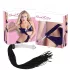 Bad Kitty - bici din piele cu dildo din sticlă - transparent-negru