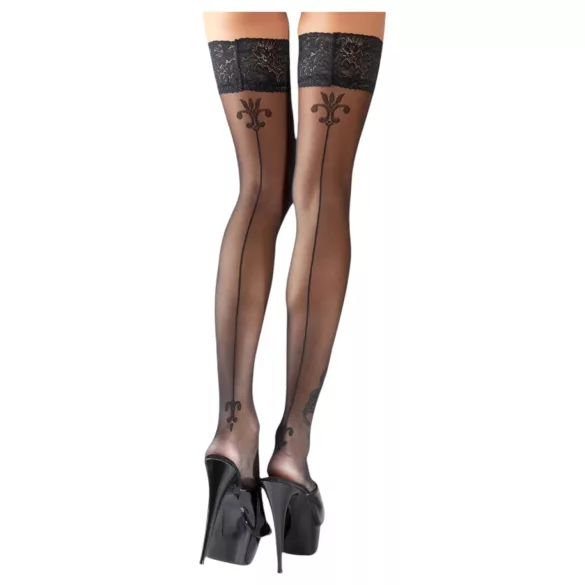 Cottelli - dresuri autoportante cu model floral și dungi - negru - 5