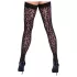 Cottelli Legwear - dresuri tip portjartier cu model leopard - negru