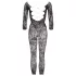 NO:XQSE - Catsuit sexy cu model floral - negru (S-L)