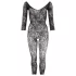 NO:XQSE - Catsuit sexy cu model floral - negru (S-L)