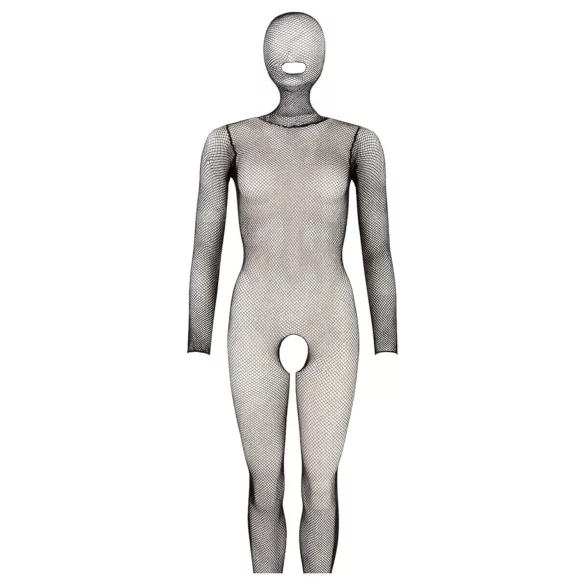 Mandy Mystery - Catsuit negru transparent cu mască - mărime S-L