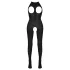 NO:XQSE - catsuit sexy deschis cu guler - negru (S-L)