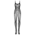 Obsessive - Catsuit negru transparent, deschis, plasă - S-L