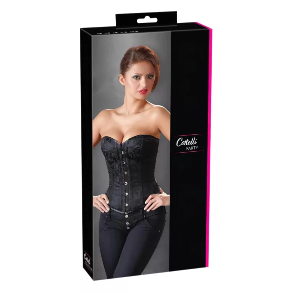 Cottelli - corset de petrecere brodat - negru - M