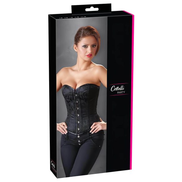 Cottelli - corset de petrecere brodat (negru) - 2XL