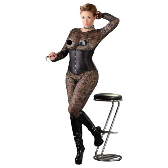 Cottelli Plus Size - corset din satin - negru - 4XL