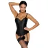 Cottelli Party - corset satin cu jartieră - negru - L