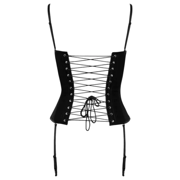 Cottelli Party - corset satin cu jartieră - negru - L