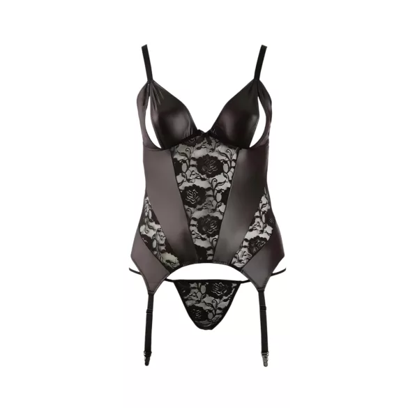 Cottelli - Top femei plus size cu model floral - negru - XXXXL