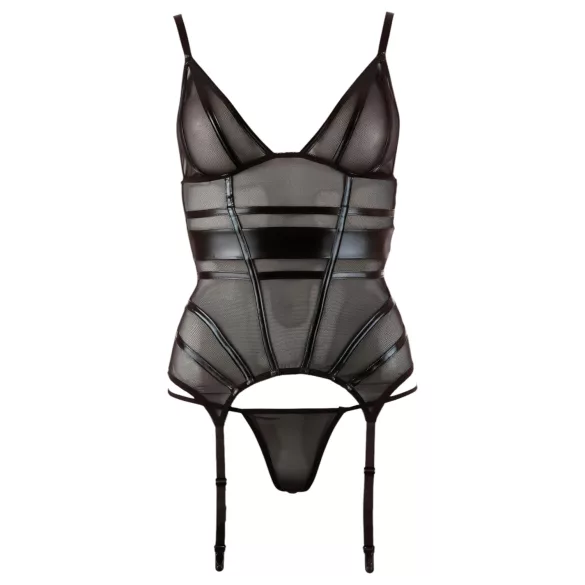 Cottelli - top transparent cu dungi lucioase - negru - M