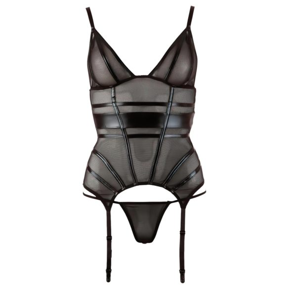 Cottelli - top transparent cu dungi lucioase - negru - L