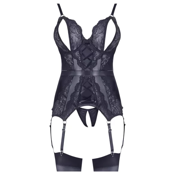 Cottelli - set lenjerie cu top deschis și tanga dantelă neagră - M