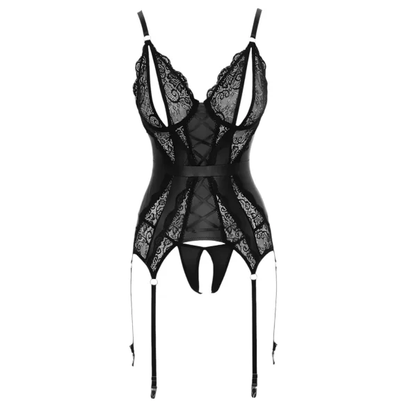 Cottelli - set lenjerie cu top deschis și tanga dantelă neagră - XL