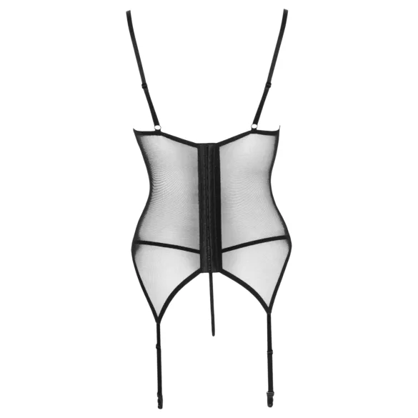 Cottelli - corset cu portjartier și inserții din dantelă, cu tanga (roșu)