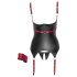 Cottelli Bondage - Top strălucitor cu colier, push-up (negru) - L