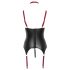 Cottelli Bondage - Top strălucitor cu colier, push-up (negru) - L