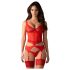 Obsessive Cupide Desir - set din dantelă transparentă (roșu) - L/XL