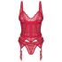 Obsessive Cupide Desir - set din dantelă transparentă (roșu) - L/XL