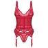 Obsessive Cupide Desir - set din dantelă transparentă (roșu) - L/XL